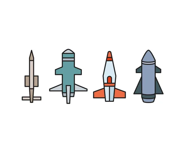 Guided Missile Rocket Icons Set — Stock Vector