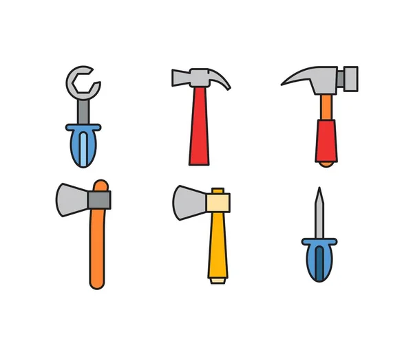 Axe Wrench Hammer Icons Set — Stock Vector