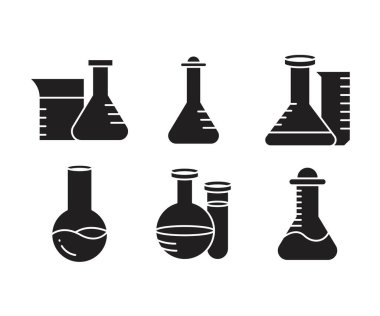 lab flask and test tube icons set