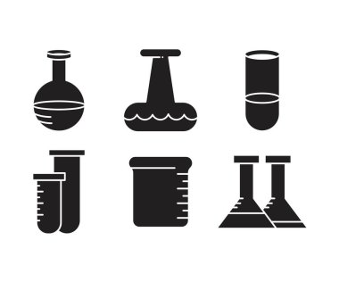 lab flask and test tube icons set