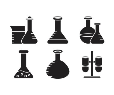 lab flask and test tube icons set