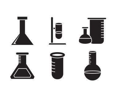 lab flask and test tube icons set