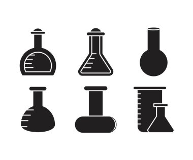 lab flask and test tube icons set