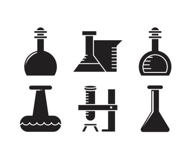 lab flask and test tube icons set