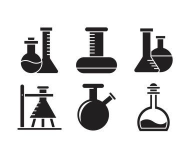 lab flask and test tube icons set