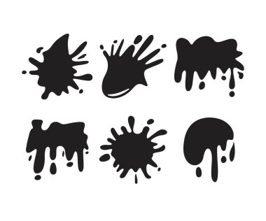 siyah mürekkep sıçraması ve boya damlası çizimi