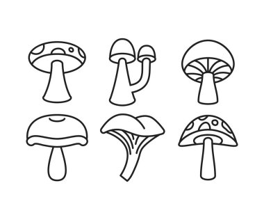 mantar simgeler vektör çizim ayarla