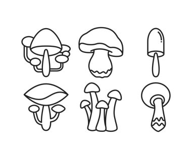 mantar simgeler vektör çizim ayarla