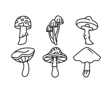 mantar simgeler vektör çizim ayarla