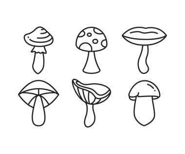 mantar simgeler vektör çizim ayarla