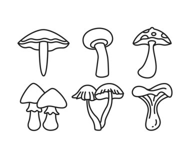 mantar simgeler vektör çizim ayarla