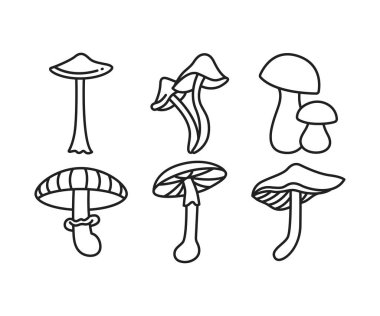 mantar simgeler vektör çizim ayarla