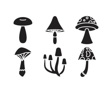 mantar simgeler vektör çizim ayarla