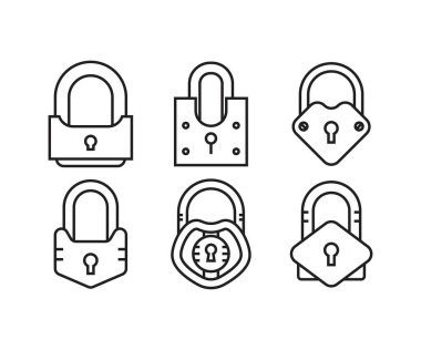 asma kilit simgeleri vektör resimlemesini ayarla