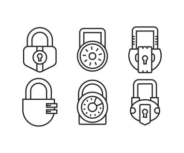 asma kilit simgeleri vektör resimlemesini ayarla