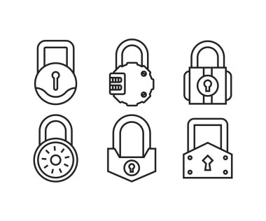 asma kilit simgeleri vektör resimlemesini ayarla