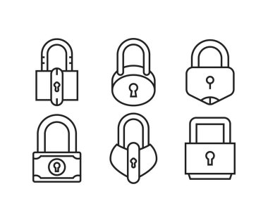 asma kilit simgeleri vektör resimlemesini ayarla