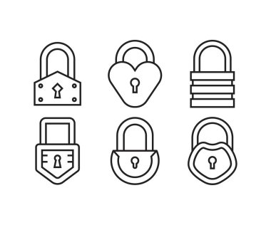 asma kilit simgeleri vektör resimlemesini ayarla