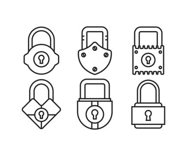 asma kilit simgeleri vektör resimlemesini ayarla