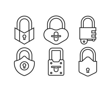 asma kilit simgeleri vektör resimlemesini ayarla