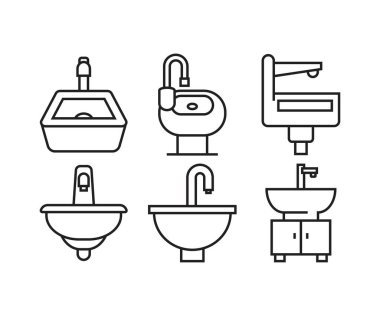 lavabo ve leğen simgeleri resimleme ayarlandı