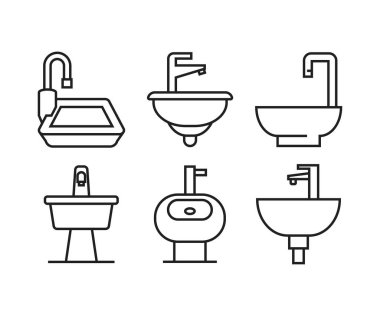 lavabo ve leğen simgeleri resimleme ayarlandı