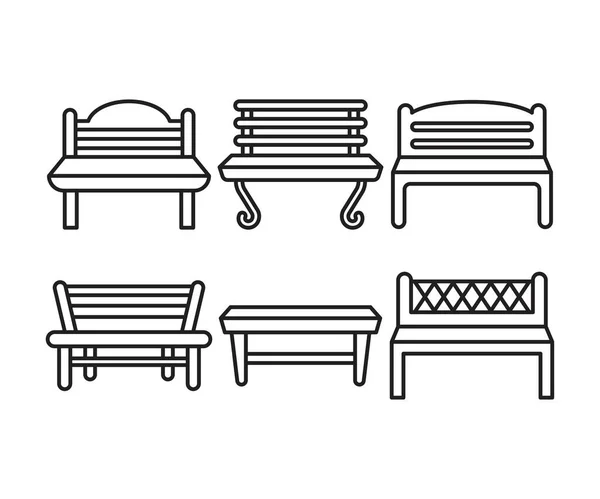 Bench Chair Icons Line Illustration — Stock Vector