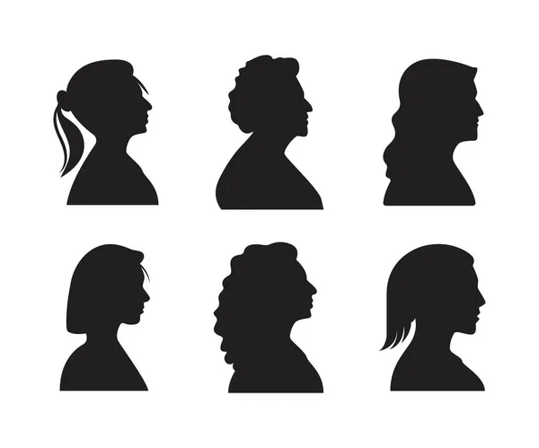 Silhouette Woman Head Side View Avatar Illustration — Stock Vector