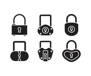 asma kilit simgeleri vektör resimlemesini ayarla