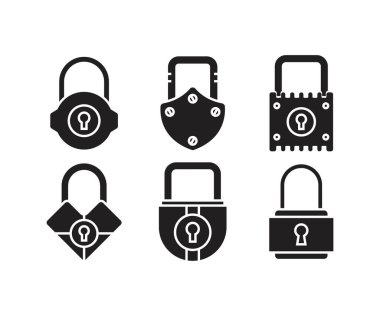 asma kilit simgeleri vektör resimlemesini ayarla