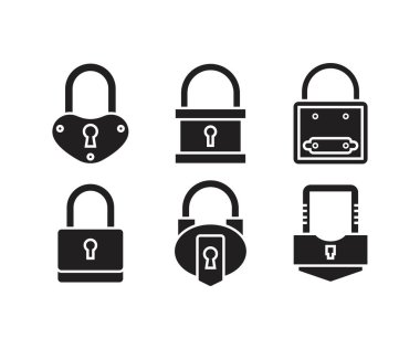 asma kilit simgeleri vektör resimlemesini ayarla