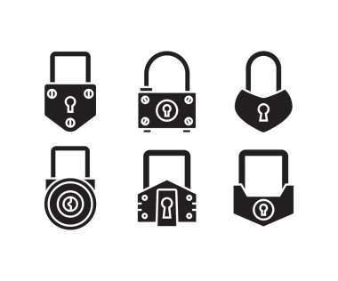 asma kilit simgeleri vektör resimlemesini ayarla