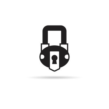 Beyaz arkaplanda asma kilit simgesi