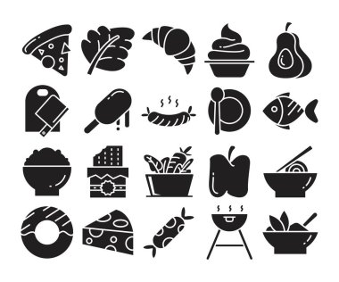 yiyecek simgeleri vektör illüstrasyonunu ayarla