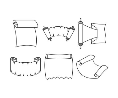 Parchment Paper Scroll  Icons Illustration