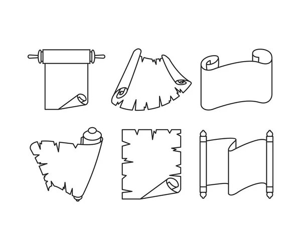 Parchment Paper Scroll Icons Illustration — Vector de stock
