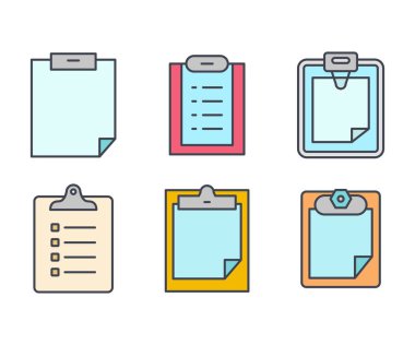 Pano ve belge simgeleri vektör illüstrasyonunu ayarlayın