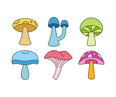 mantar simgeler vektör çizim ayarla