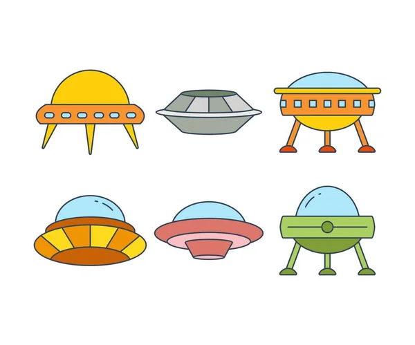 Flying Saucer Ufo Icons Set Vector Illustration — Stock Vector