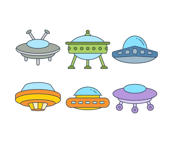 Flying Saucer Ufo Icons Set Vector Illustration — Stock Vector