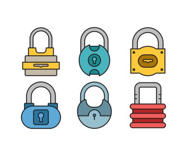 asma kilit simgeleri vektör resimlemesini ayarla