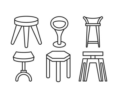 bar taburesi ve sandalye simgeleri resimleme seti