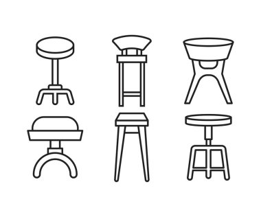 bar taburesi ve sandalye simgeleri resimleme seti