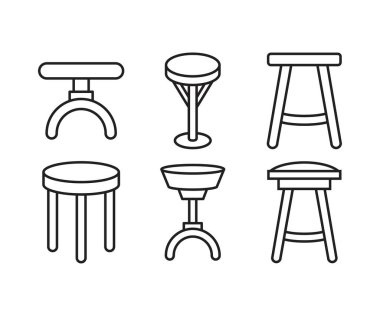 bar taburesi ve sandalye simgeleri resimleme seti
