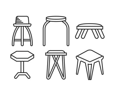 bar taburesi ve sandalye simgeleri resimleme seti