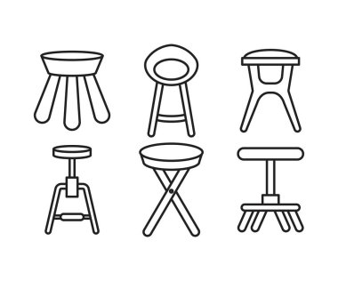 bar taburesi ve sandalye simgeleri resimleme seti