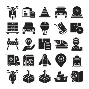 delivery service and shipping icons set
