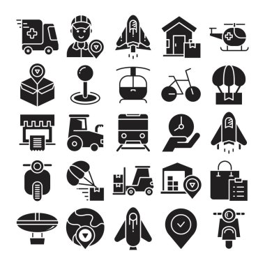 delivery, shipping and logistics icons set