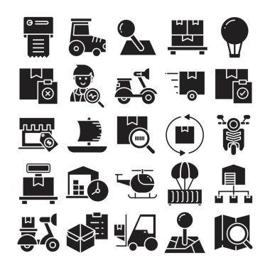 delivery and logistics icons set