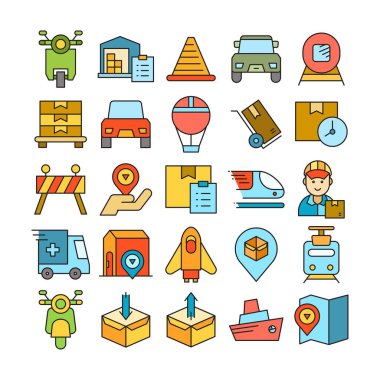 delivery service and shipping icons set